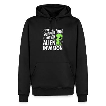 Alien Invasion - Humor - Männer Premium Bio Hoodie - Schwarz - Vorne - Nico (187cm)