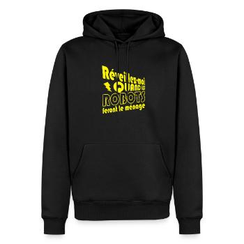 Réveillez moi quand les robots feront le ménage - Sweat à capuche Premium bio Homme - noir - Devant - Nico (187cm)