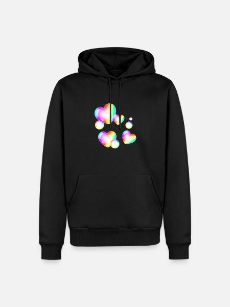bunte Seifenblasen Herzform - Männer Premium Bio Hoodie - Schwarz