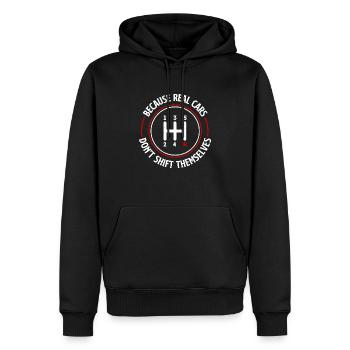 Parce que les vraies voitures ne se déplacent pas - Sweat à capuche Premium bio Homme - noir - Devant - Nico (187cm)