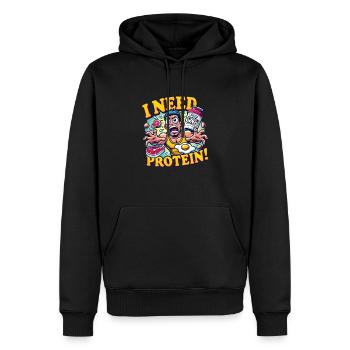 J’ai besoin de protéines – du carburant pour gagner ! 💪🍗🥚 - Sweat à capuche Premium bio Homme - noir - Devant - Nico (187cm)