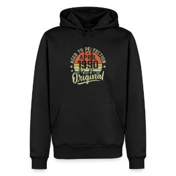 Anniversaire Avril 1990 - Idée Cadeau Avril 1990 - Sweat à capuche Premium bio Homme - noir - Devant - Nico (187cm)