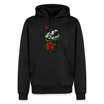 Schädel und Rosen - Männer Premium Bio Hoodie - Schwarz - Vorne - Nico (187cm)