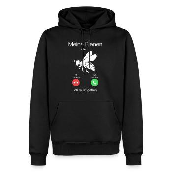 T-Shirt Geschenk - Imker Bienen rufen, muss gehen - Männer Premium Bio Hoodie - Schwarz - Vorne - Nico (187cm)
