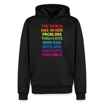 LGBTQ+ - Sweat à capuche Premium bio Homme - noir - Devant - Nico (187cm)