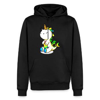 Licorne Dino - Sweat à capuche Premium bio Homme - noir - Devant - Nico (187cm)