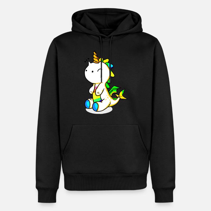 Dino Einhorn - Männer Premium Bio Hoodie - Schwarz