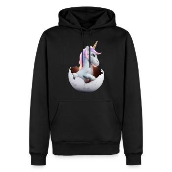 Baby Einhorn schlüpft aus Ei - Männer Premium Bio Hoodie - Schwarz - Vorne - Nico (187cm)