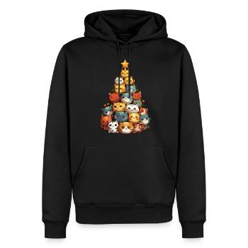 Christmas cat on the Christmas tree: festive joy - Men’s Premium Organic Hoodie - black - Front - Nico (187cm)