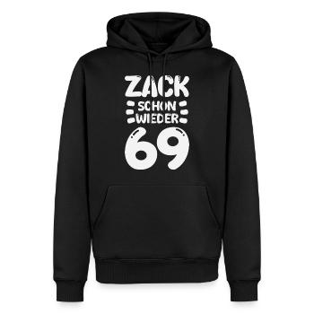 Zack 69 again! Birthday - Men’s Premium Organic Hoodie - black - Front - Nico (187cm)