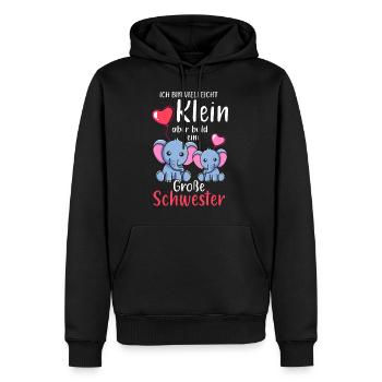 Je suis petite mais bientôt une grande sœur - Sweat à capuche Premium bio Homme - noir - Devant - Nico (187cm)