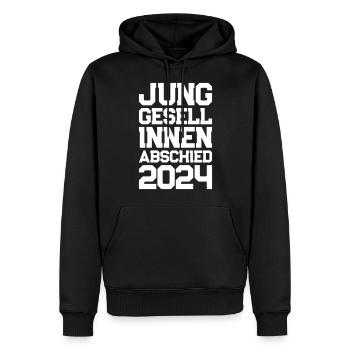 Enterrement de vie de jeune fille 2024 Enterrement de vie de jeune fille - Sweat à capuche Premium bio Homme - noir - Devant - Nico (187cm)