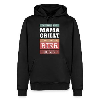 Mom at the Grill - Funny BBQ Saying - Men’s Premium Organic Hoodie - black - Front - Nico (187cm)