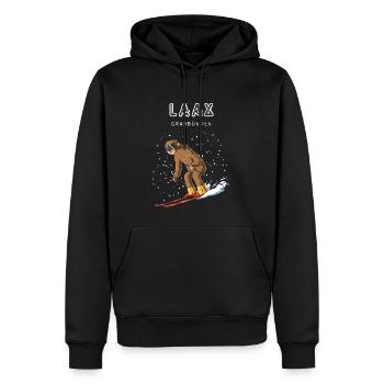 Laax Graubünden Schweiz Retro Ski Faultier - Männer Premium Bio Hoodie - Schwarz - Vorne - Nico (187cm)