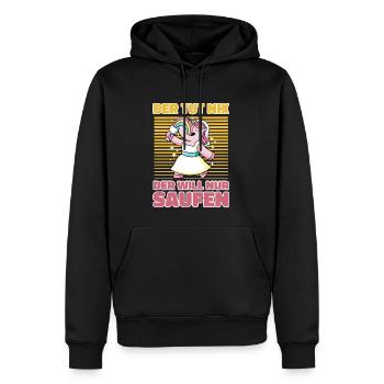 Einhorn Bräutigam Saufen Bier Trinken - Lustiges - Männer Premium Bio Hoodie - Schwarz - Vorne - Nico (187cm)