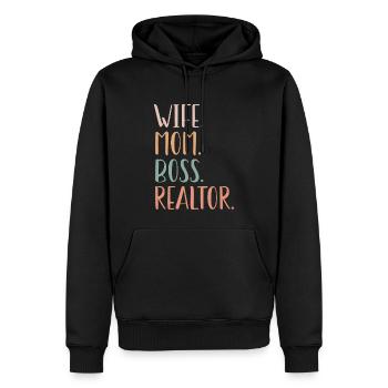 Wife Mom Realtor Cadeau Mother's Day - Sweat à capuche Premium bio Homme - noir - Devant - Nico (187cm)