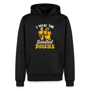 Ich unterrichte die süßesten Enten Lehrer Quietscheente - Männer Premium Bio Hoodie - Schwarz - Vorne - Nico (187cm)