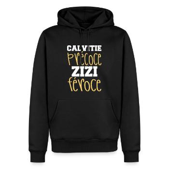 Chauve Qui Peut Humour Calvitie Homme Humour Beauf - Sweat à capuche Premium bio Homme - noir - Devant - Nico (187cm)