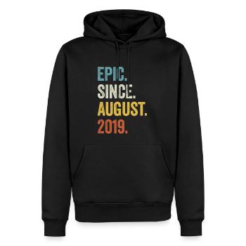4ème anniversaire 4 ans épiques depuis août 2019 - Sweat à capuche Premium bio Homme - noir - Devant - Nico (187cm)