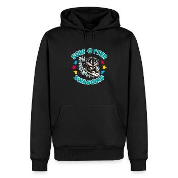 Drôle de loutre surfeuse avec des lunettes de soleil - Sweat à capuche Premium bio Homme - noir - Devant - Nico (187cm)