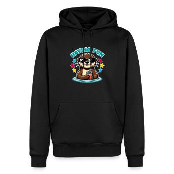 Funny sea otter in sunglasses refreshes himself - Men’s Premium Organic Hoodie - black - Front - Nico (187cm)