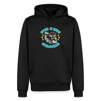 Drôle de loutre surfeuse avec des lunettes de soleil - Sweat à capuche Premium bio Homme - noir - Devant - Nico (187cm)