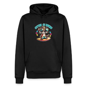 Drôle de loutre surfeuse avec des lunettes de soleil - Sweat à capuche Premium bio Homme - noir - Devant - Nico (187cm)