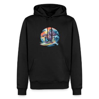 Hippo surfing lustiges cooles stylisches Hippo - Männer Premium Bio Hoodie - Schwarz - Vorne - Nico (187cm)