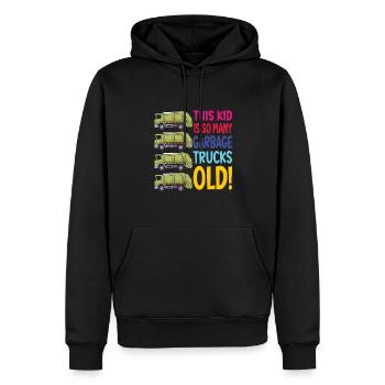 Camion à ordures garçon d’anniversaire 4 - Sweat à capuche Premium bio Homme - noir - Devant - Nico (187cm)