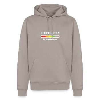 électricien - Sweat à capuche Premium bio Homme - taupe - Devant - Nico (187cm)