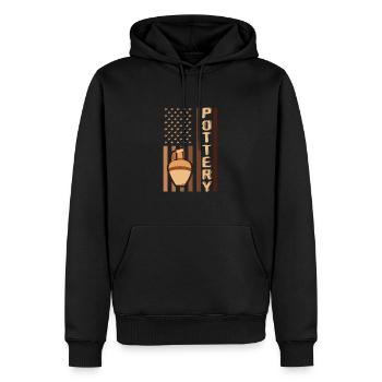 Faire de la poterie - Sweat à capuche Premium bio Homme - noir - Devant - Nico (187cm)