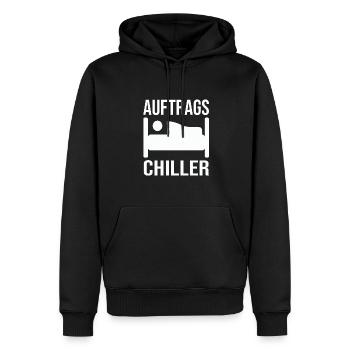Auftrags chiller - Männer Premium Bio Hoodie - Schwarz - Vorne - Nico (187cm)
