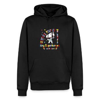 École maternelle - Sweat à capuche Premium bio Homme - noir - Devant - Nico (187cm)