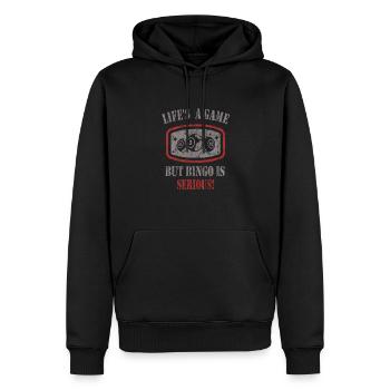 Bingo - Männer Premium Bio Hoodie - Schwarz - Vorne - Nico (187cm)