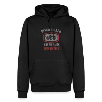 Bingo - Männer Premium Bio Hoodie - Schwarz - Vorne - Nico (187cm)