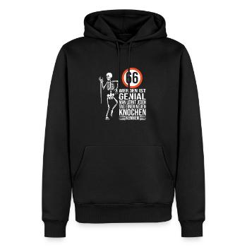 66.Geburtstag - Männer Premium Bio Hoodie - Schwarz - Vorne - Nico (187cm)