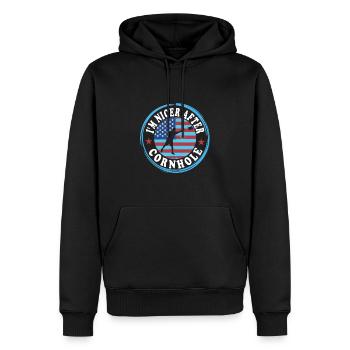 Cornhole - Sweat à capuche Premium bio Homme - noir - Devant - Nico (187cm)