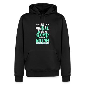 Faire du savon - Sweat à capuche Premium bio Homme - noir - Devant - Nico (187cm)