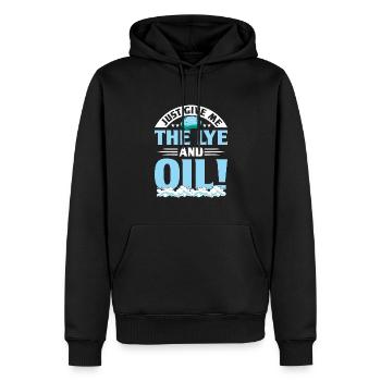 Faire du savon - Sweat à capuche Premium bio Homme - noir - Devant - Nico (187cm)