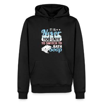 Faire du savon - Sweat à capuche Premium bio Homme - noir - Devant - Nico (187cm)