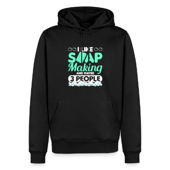 Faire du savon - Sweat à capuche Premium bio Homme - noir - Devant - Nico (187cm)