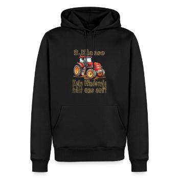 3ème année scolaire - Sweat à capuche Premium bio Homme - noir - Devant - Nico (187cm)