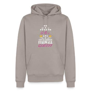 Network Engineer - Men’s Premium Organic Hoodie - taupe - Front - Nico (187cm)