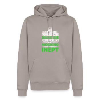 Network Engineer - Men’s Premium Organic Hoodie - taupe - Front - Nico (187cm)