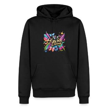 Hippie - Männer Premium Bio Hoodie - Schwarz - Vorne - Nico (187cm)