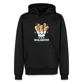 Cuisine française - Sweat à capuche Premium bio Homme - noir - Devant - Nico (187cm)