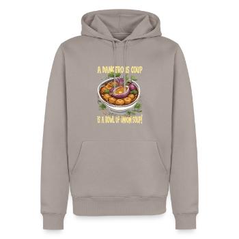 Französisches Essen - Männer Premium Bio Hoodie - Taupe - Vorne - Nico (187cm)