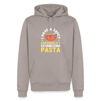 Cuisine italienne - Sweat à capuche Premium bio Homme - taupe - Devant - Nico (187cm)