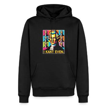 Philosophie - Männer Premium Bio Hoodie - Schwarz - Vorne - Nico (187cm)