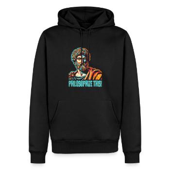 Philosophie - Sweat à capuche Premium bio Homme - noir - Devant - Nico (187cm)